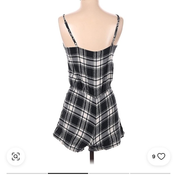Aerie Plaid Romper in Black and White size small. - Picture 2 of 8